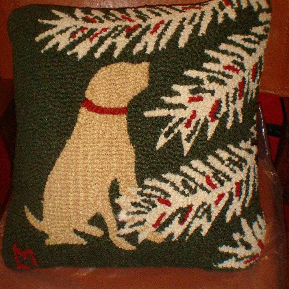 Sundance Catalog yellow Lab dog pillow balsam greenery Chandlers 4 Corners